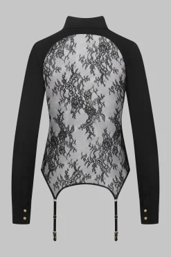 Le Vestiaire032 Chemise porte-jarretelles dos dentelle